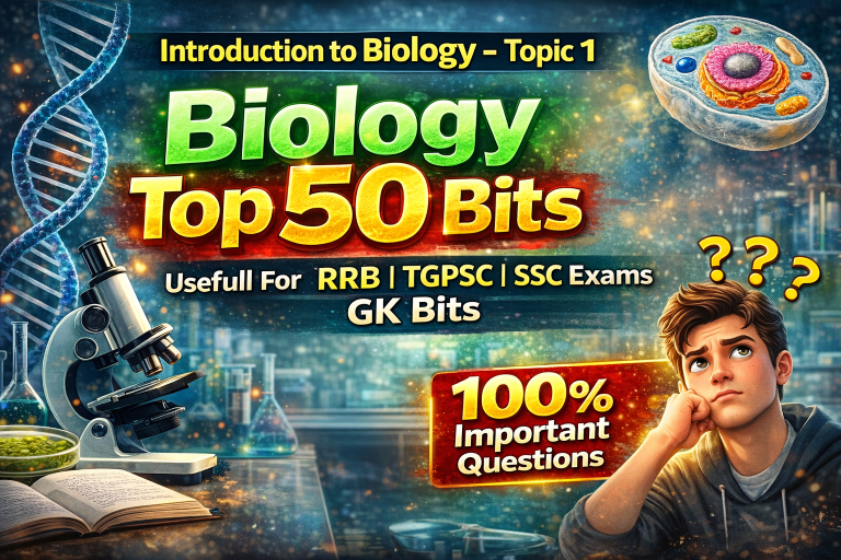 జీవశాస్త్ర పరిచయం (Biology Introduction) – 50 MCQs – Top Important Bits